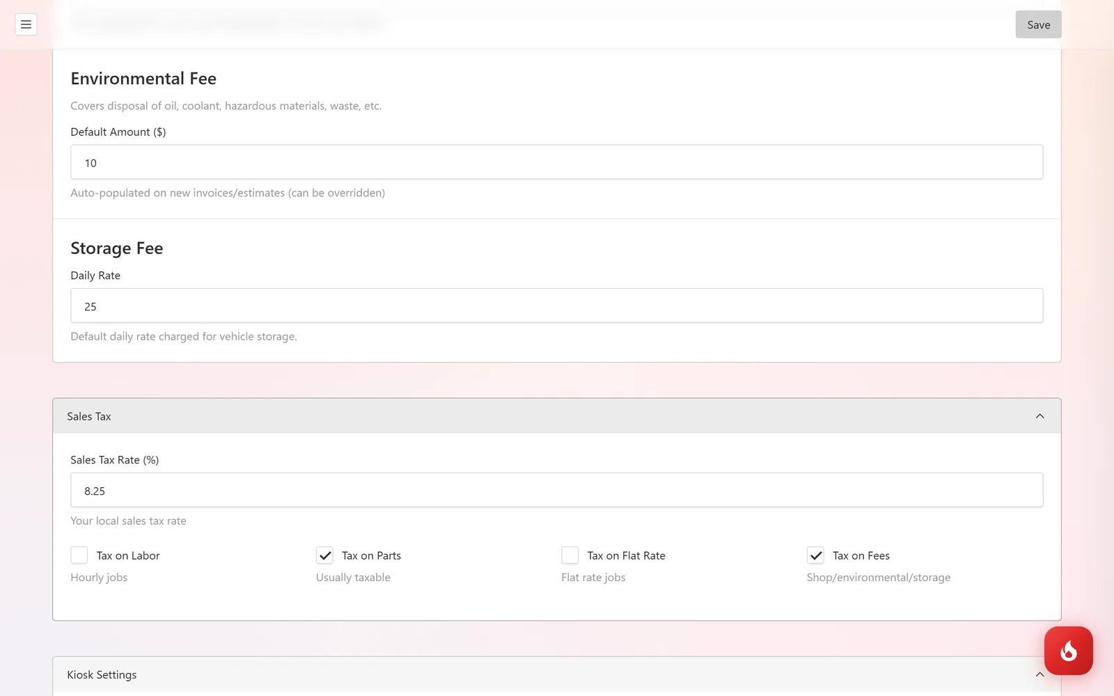 The Kiosk Settings section with the Allowed IP Addresses list